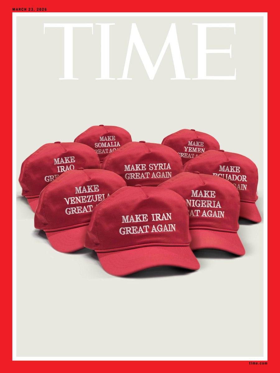 time magazine cover with red caps